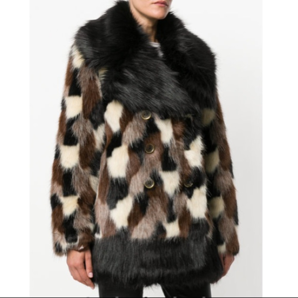 Marc Jacobs Faux Fur Patchwork Coat